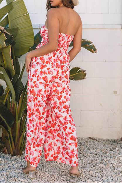 Floral Twisted Bandeau Summer Jumpsuit