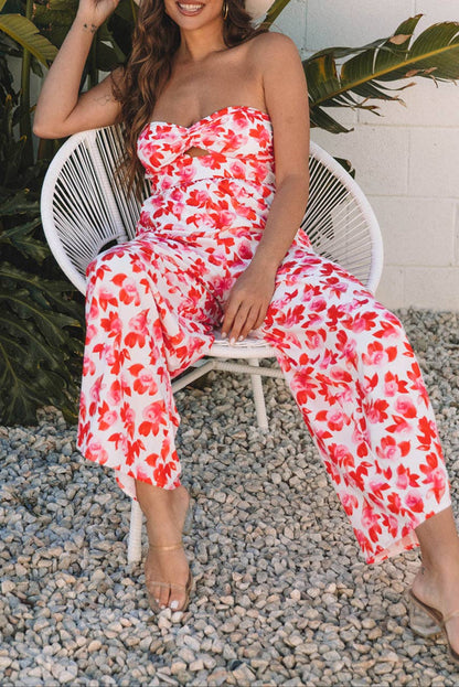 Floral Twisted Bandeau Summer Jumpsuit