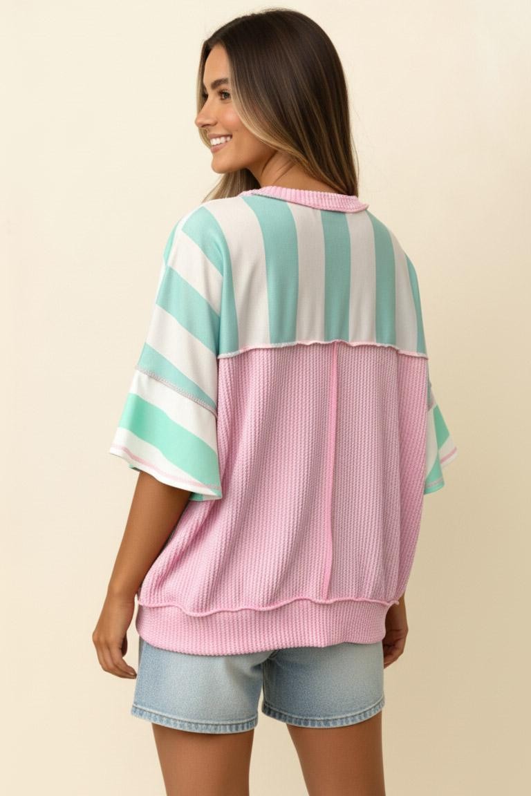 Flutter Elbow Sleeve French Terry Top