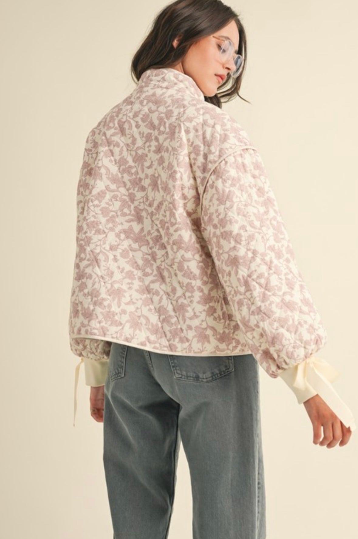 Cami Floral Pink Bow Jacket