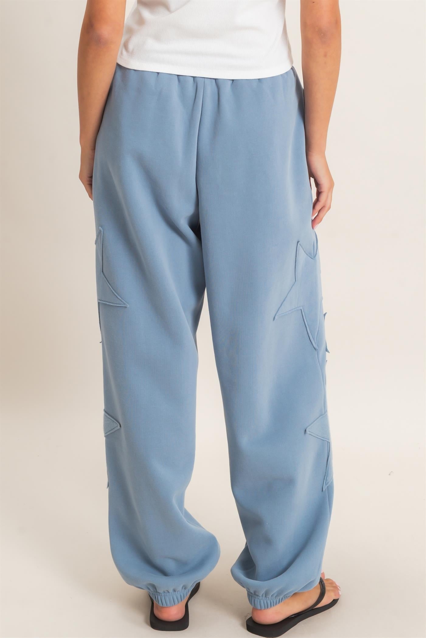 Star Patch Jogger Pants-Dusty Blue