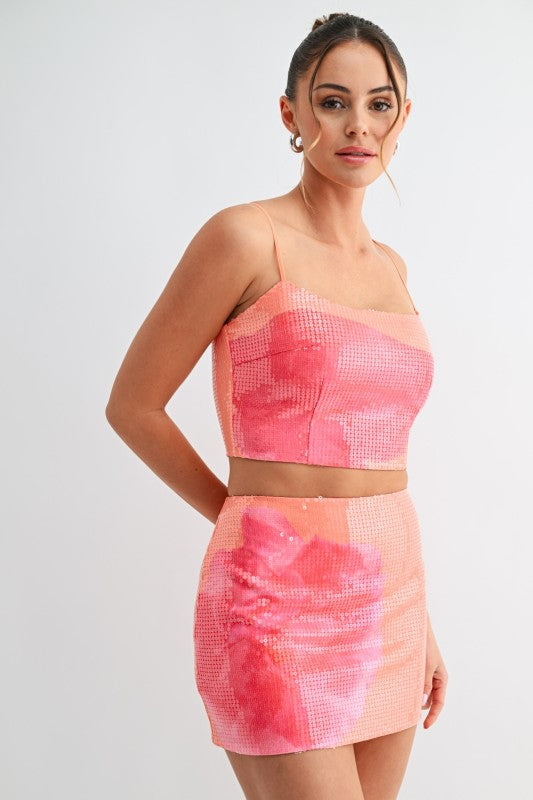 Sunset Glow Sequin Skirt Set