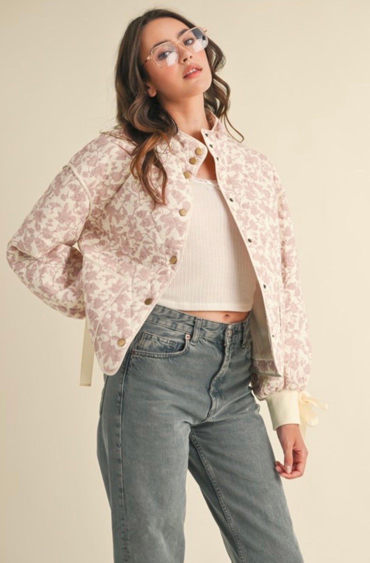 Cami Floral Pink Bow Jacket