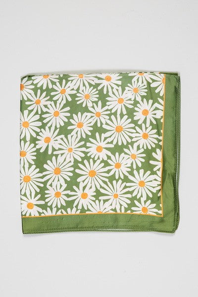 Flower Silky Feel Bandana Scarf