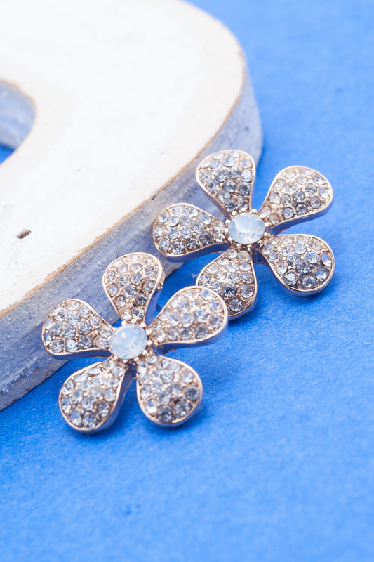 Rhinestone Flower Pedal Earrings