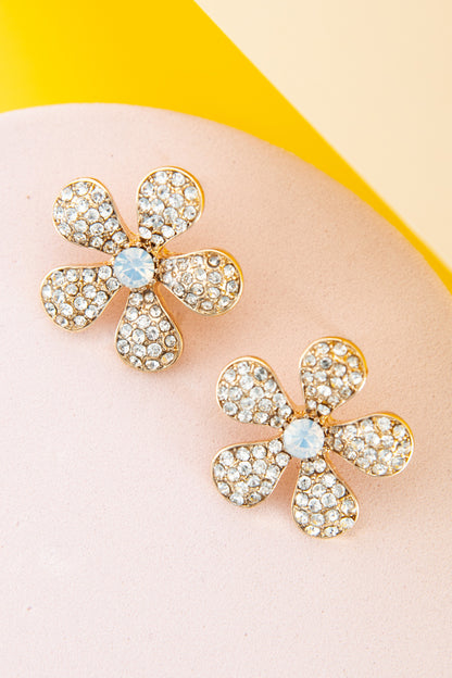 Rhinestone Flower Pedal Earrings