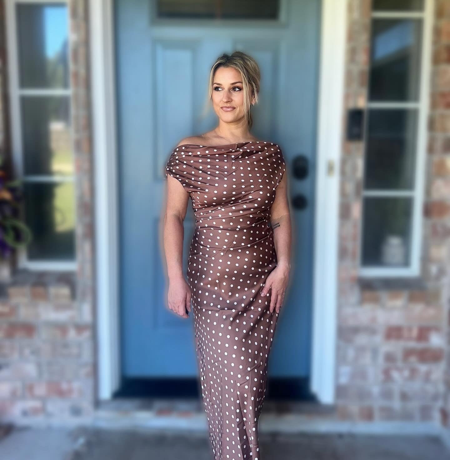 Chocolate Lavon Dotted Dress