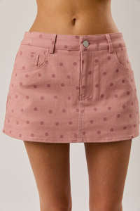Mid Waisted Polka Dot Twill Mini Skort