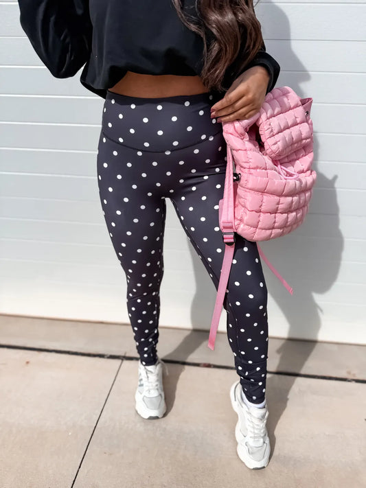 Sculpt Leggings in Black with White Polka Dots