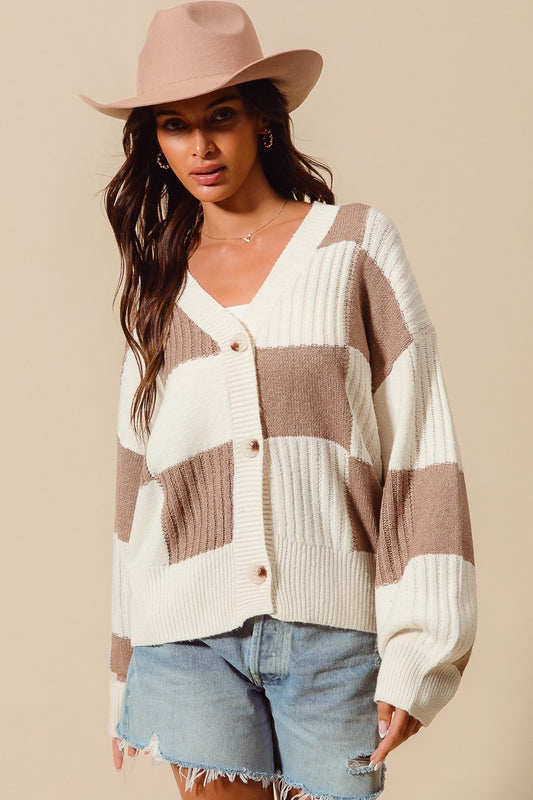 Checkered Sweater Cardigan
