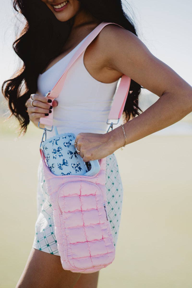 Light Pink Quilted Water Bottle Holder