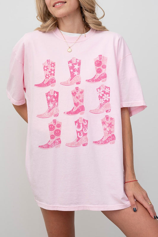 Cowgirl Boots Pink Graphic Tee