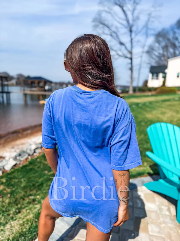 Dilly Dally Graphic Tee on Flo Blue
