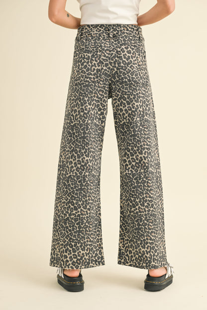 Leopard Print Denim Pants