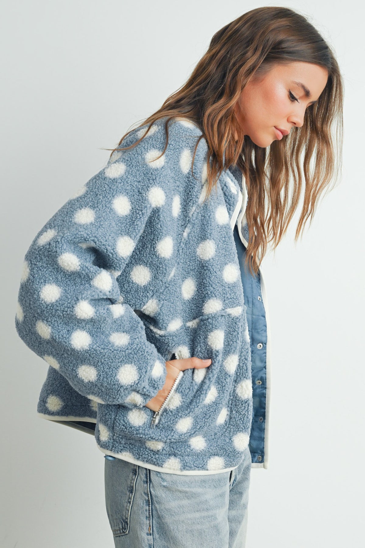 Polka Dot Button Down Jacket