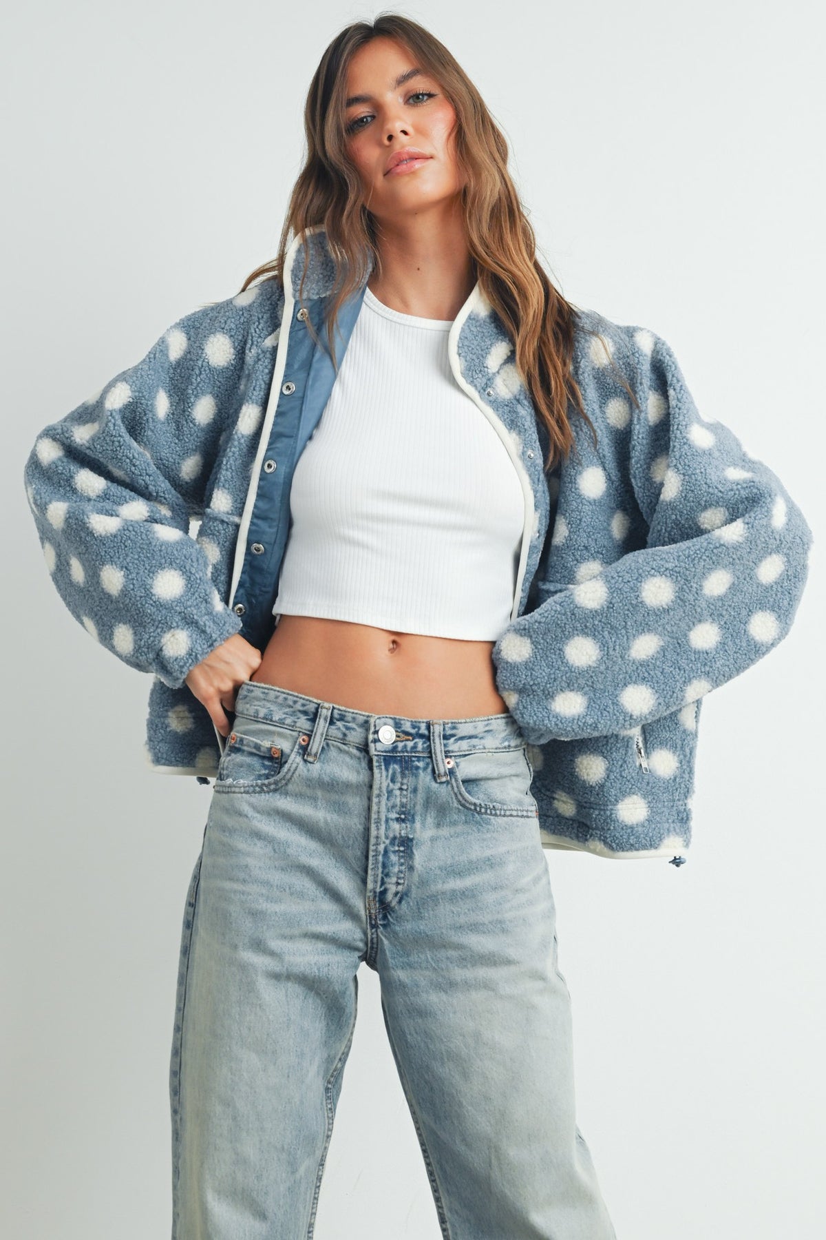 Polka Dot Button Down Jacket