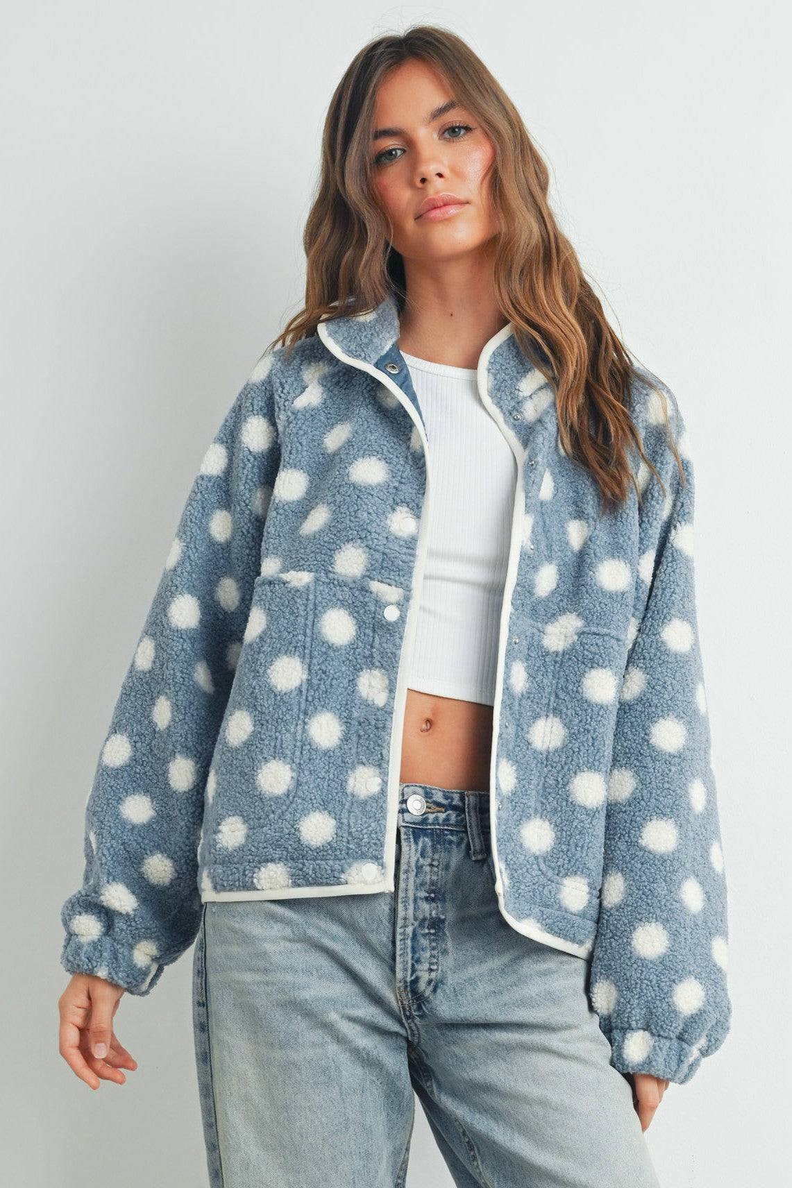Polka Dot Button Down Jacket