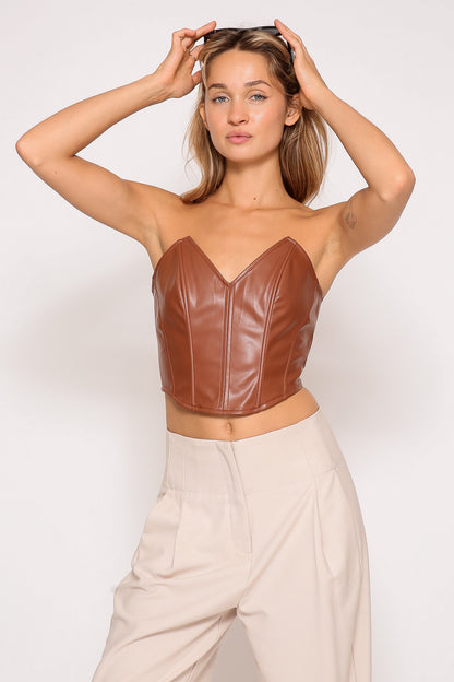 Night Out Leather Corset Top