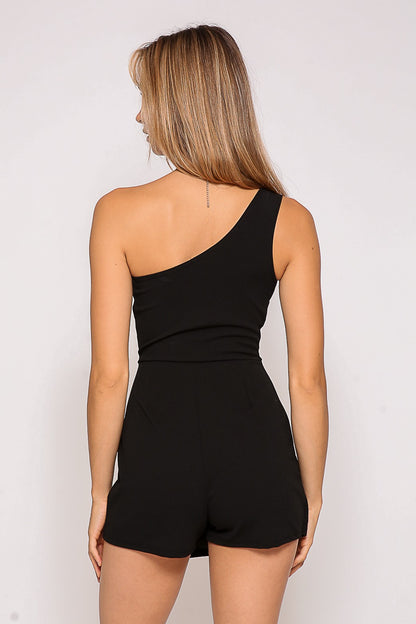 One Shoulder Ponte Knit Romper