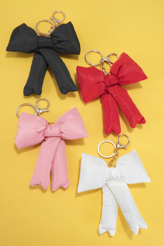 Puffy Bow Ribbon Bag Charm Keychain