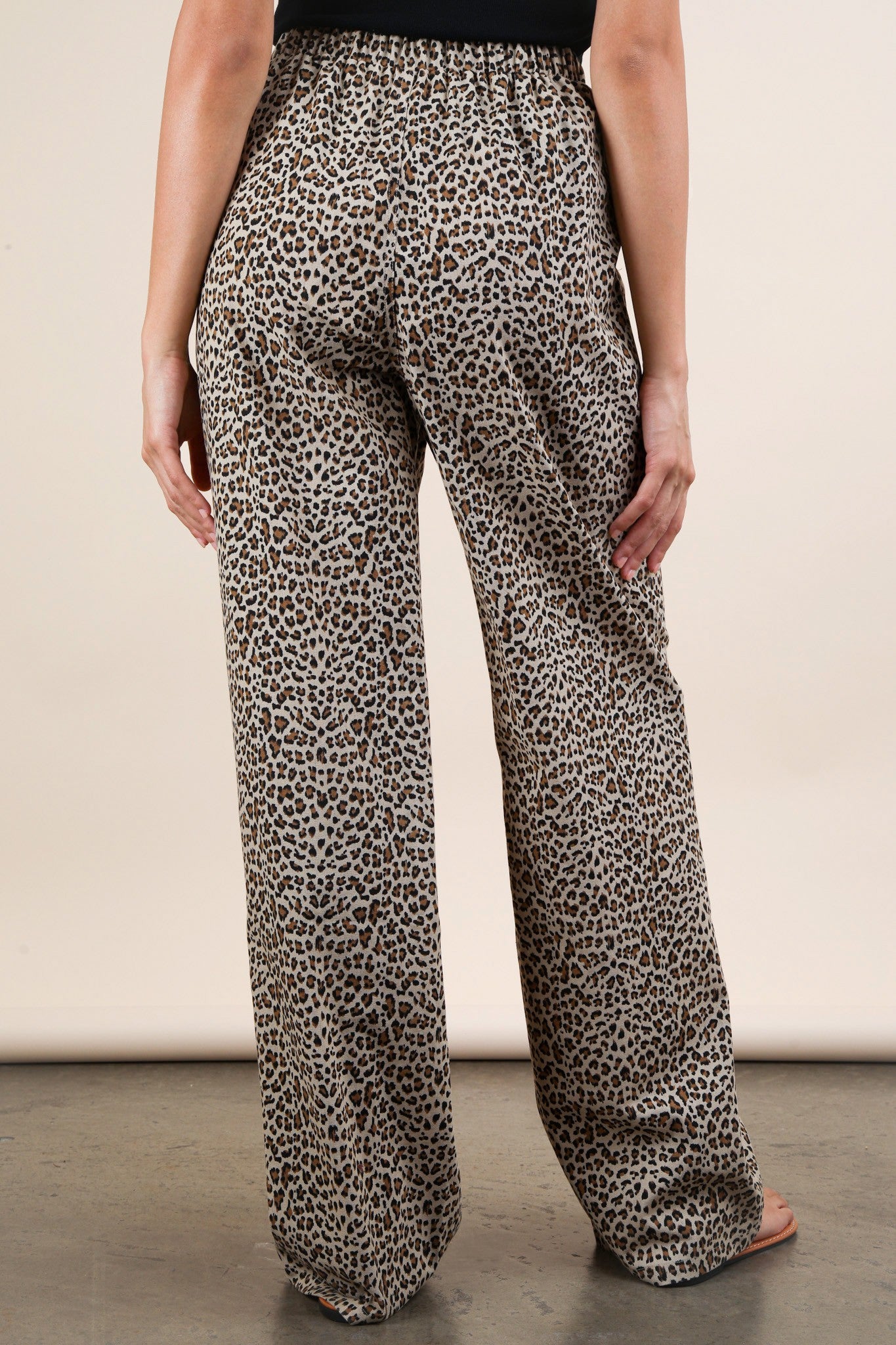 Leopard Print Linen Wide Leg Pants