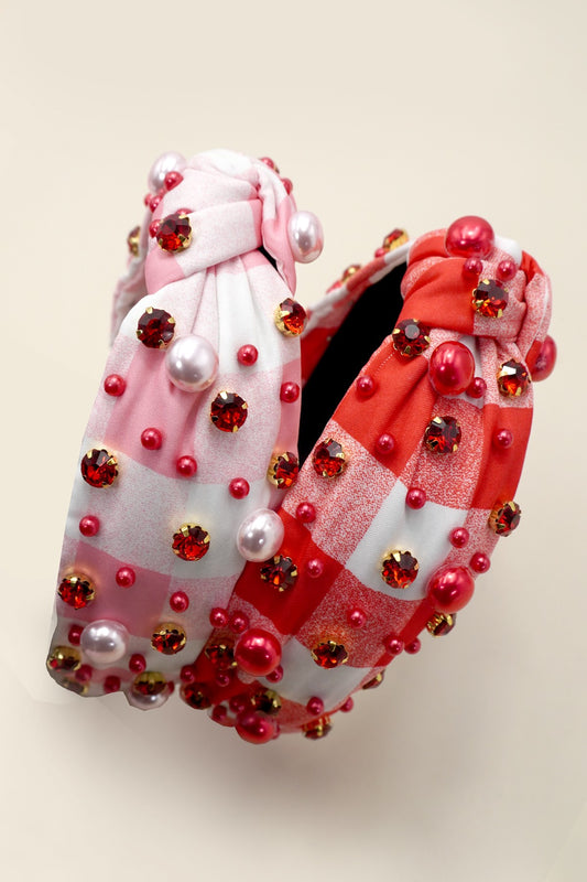 Plaid Beaded Knotted Headband