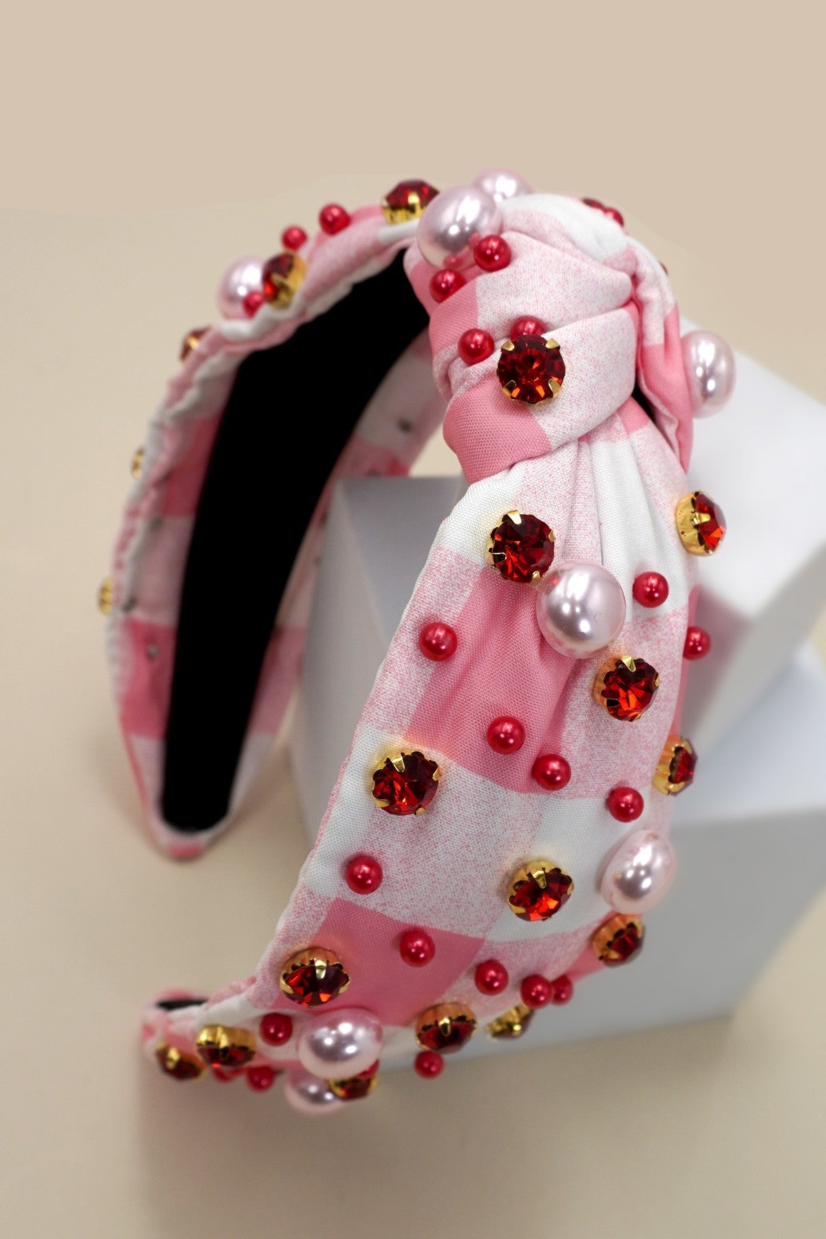 Plaid Beaded Knotted Headband