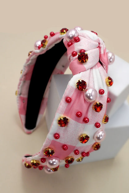 Plaid Beaded Knotted Headband