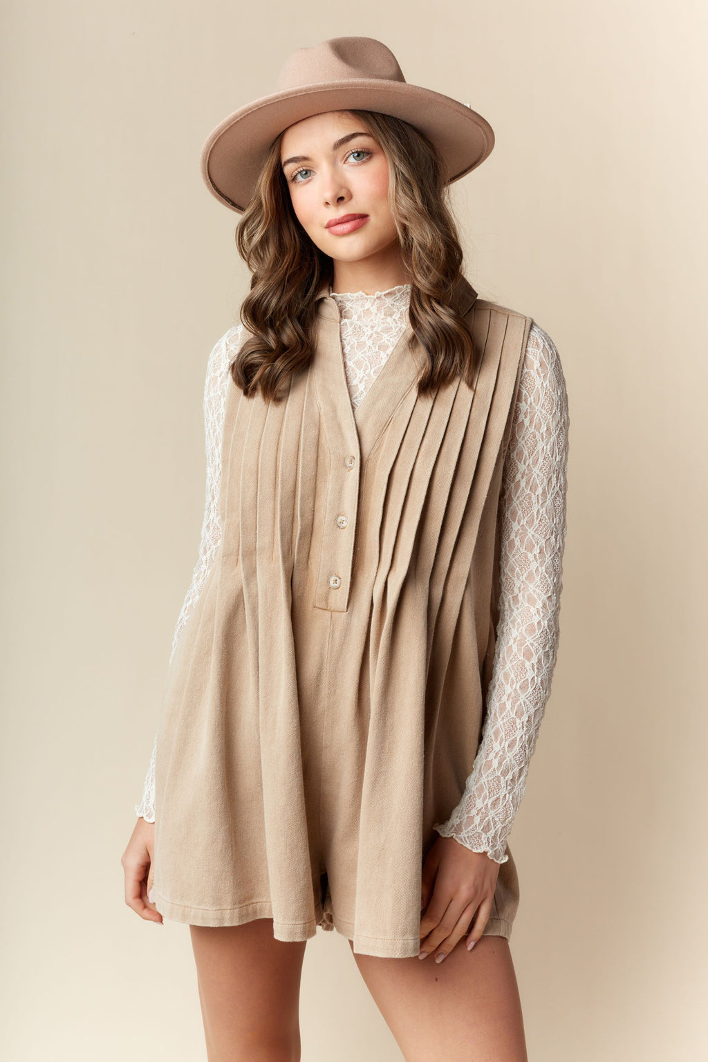 Let's Go Girls Pleated Romper