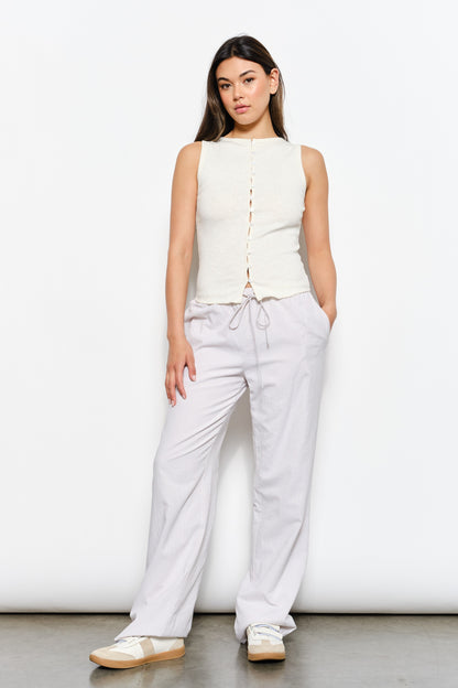 Front Button Ribbed Knit Vest