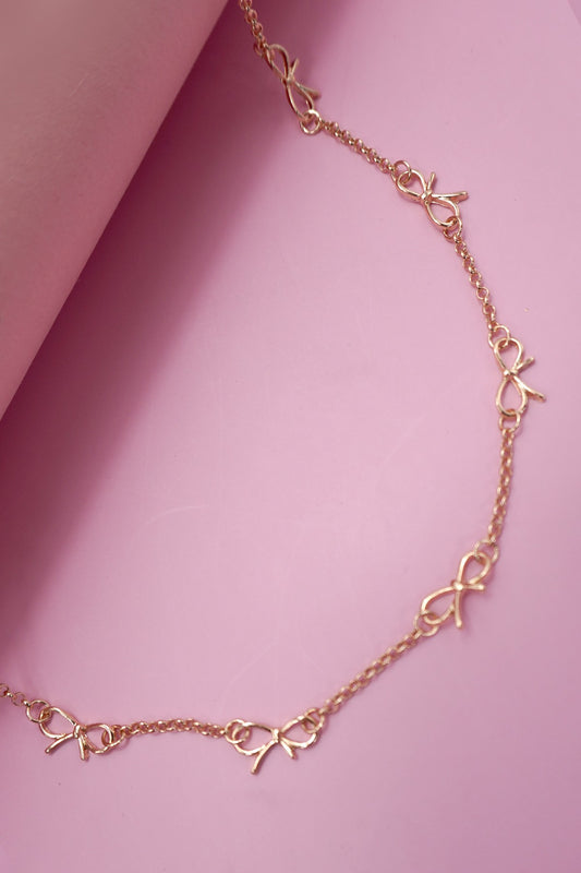 Cutout Bow Station Necklace
