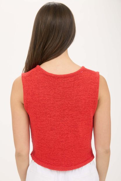 Front Tie Red Sweater Vest