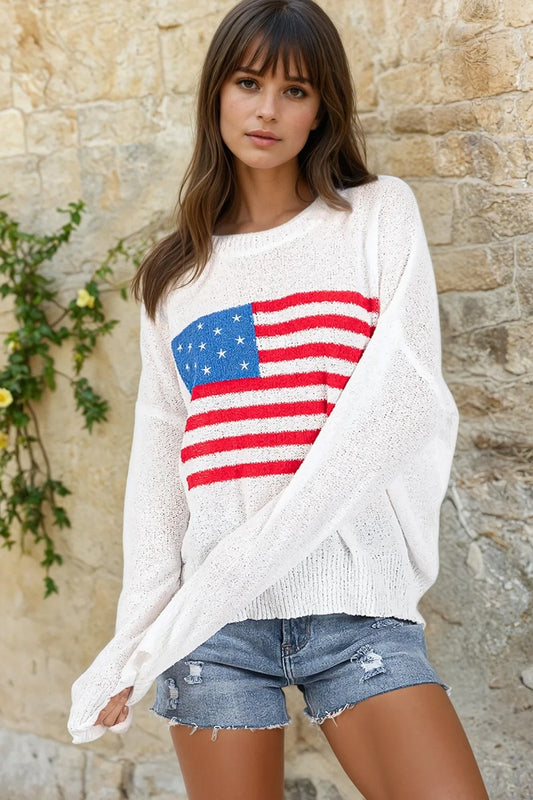 American Flag Sweater Top