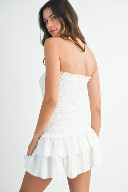 Macey White Lace Mini Dress