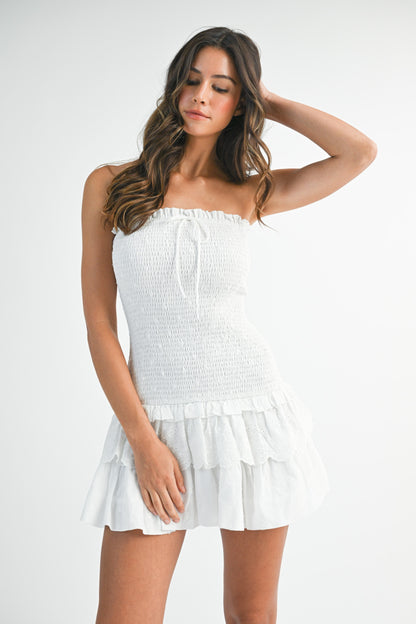 Macey White Lace Mini Dress