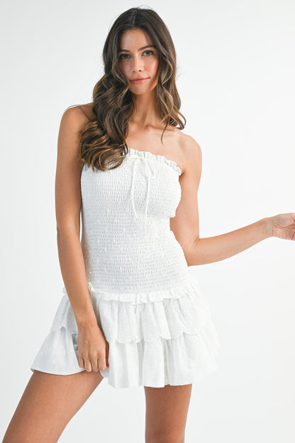 Macey White Lace Mini Dress