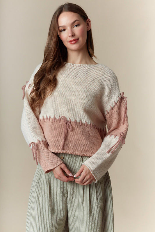 Rose Color Block Sweater
