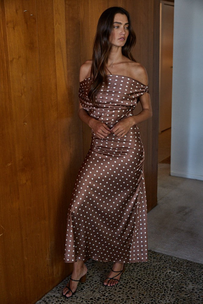 Chocolate Lavon Dotted Dress