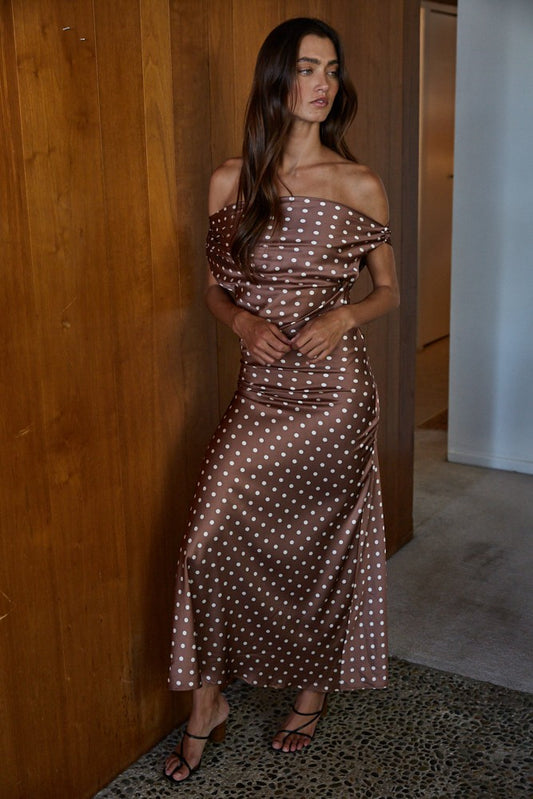 Chocolate Lavon Dotted Dress