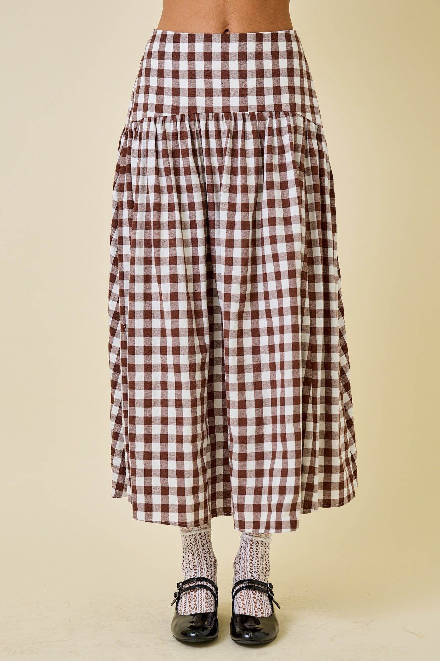 Gingham Flared Maxi Skirt