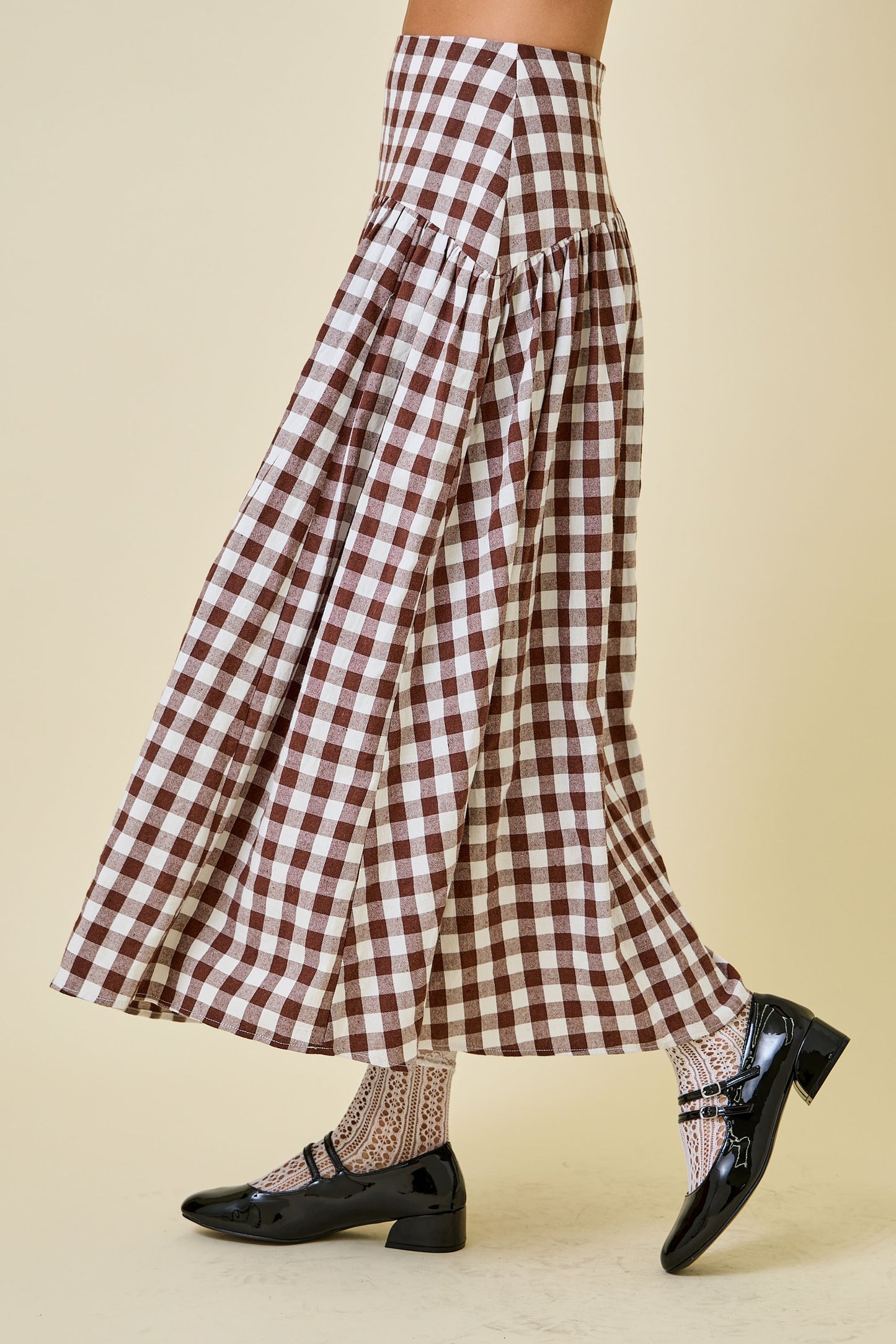 Gingham Flared Maxi Skirt