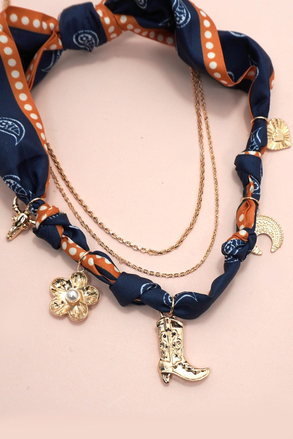 Scarf Charm Necklace-boot Flower Heart Bull