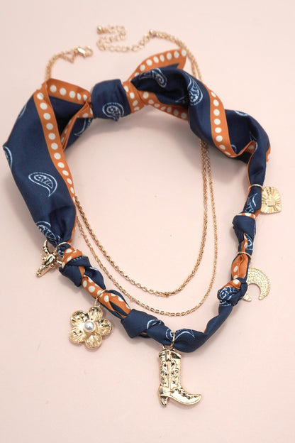 Scarf Charm Necklace-boot Flower Heart Bull