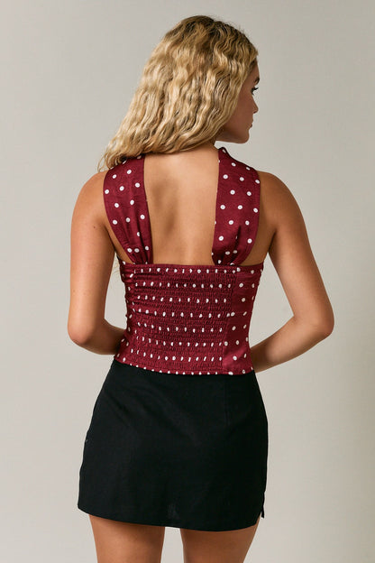 Maroon Polka Dot Top