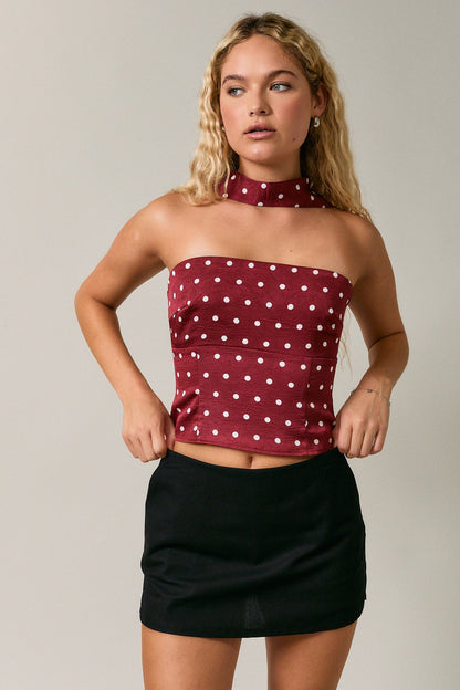 Maroon Polka Dot Top