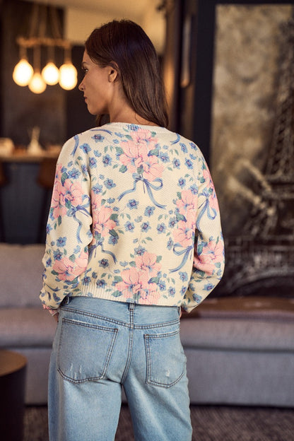 Petal Floral Ribbon Sweater