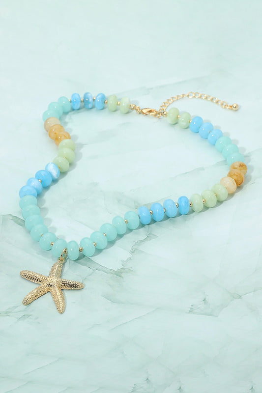 Starfish Resin Disc Beaded Necklace