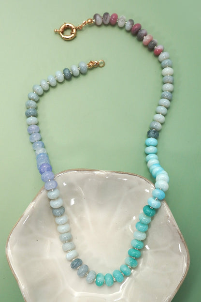 Natural Stone Semi-precious Glass Mixed Necklace-Blue
