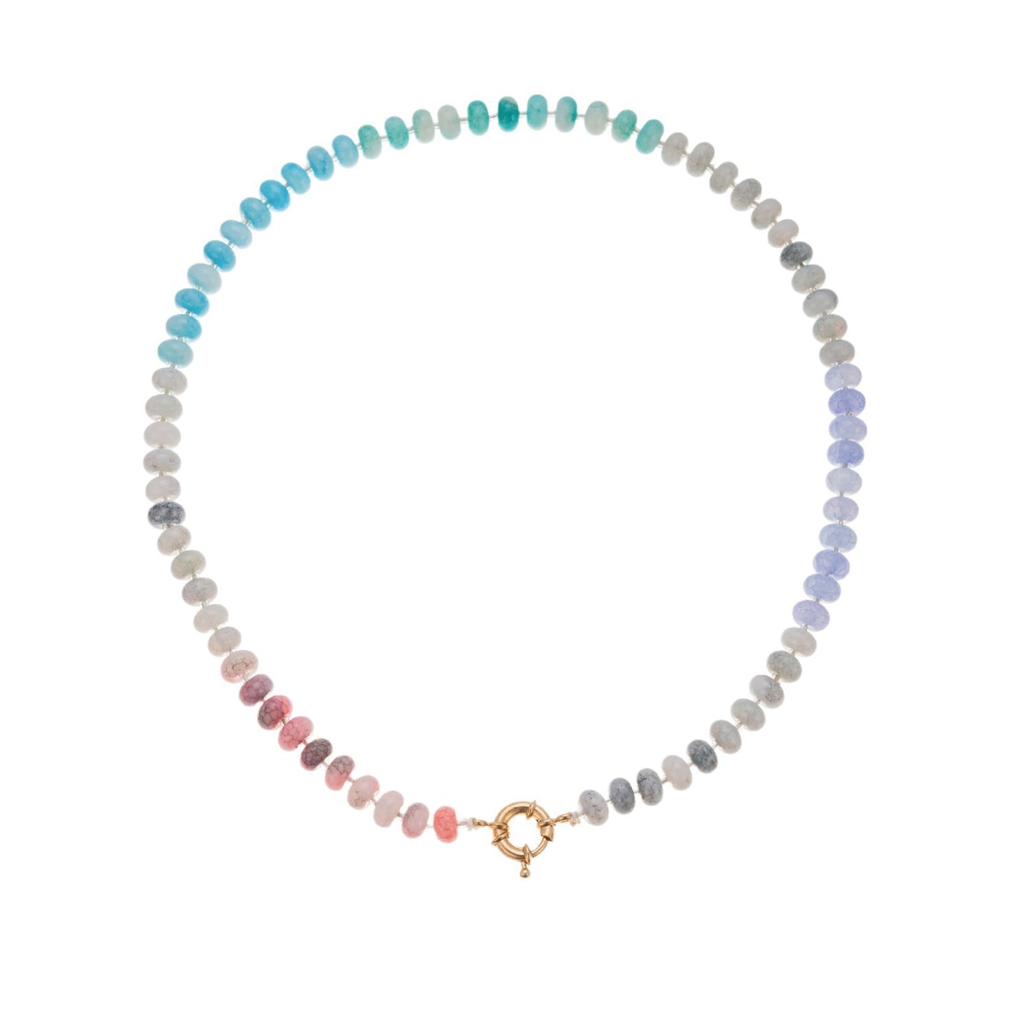 Natural Stone Semi-precious Glass Mixed Necklace-Blue