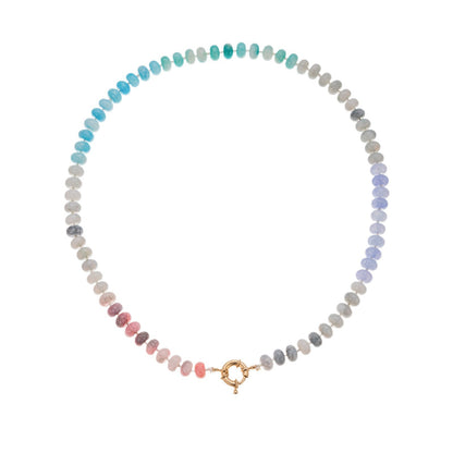 Natural Stone Semi-precious Glass Mixed Necklace-Blue